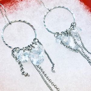 Silver Crystal Drop Earrings